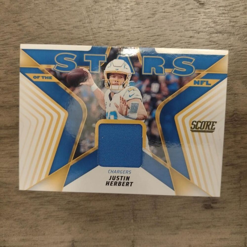 2025 Score Justin Hebert blue jersey Panini card